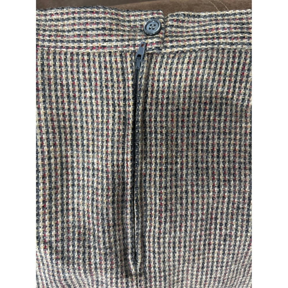 Paige V Vintage Sz 14 100% Wool Tweed Pencil Skirt Gray Brown Plaid Made in USA - Picture 5 of 5